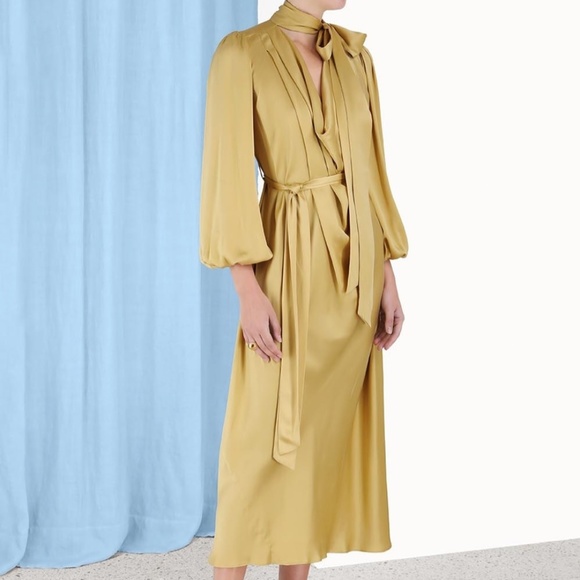 ZIMMERMANN Silk Billow Midi Dress - Gold - Picture 9 of 10